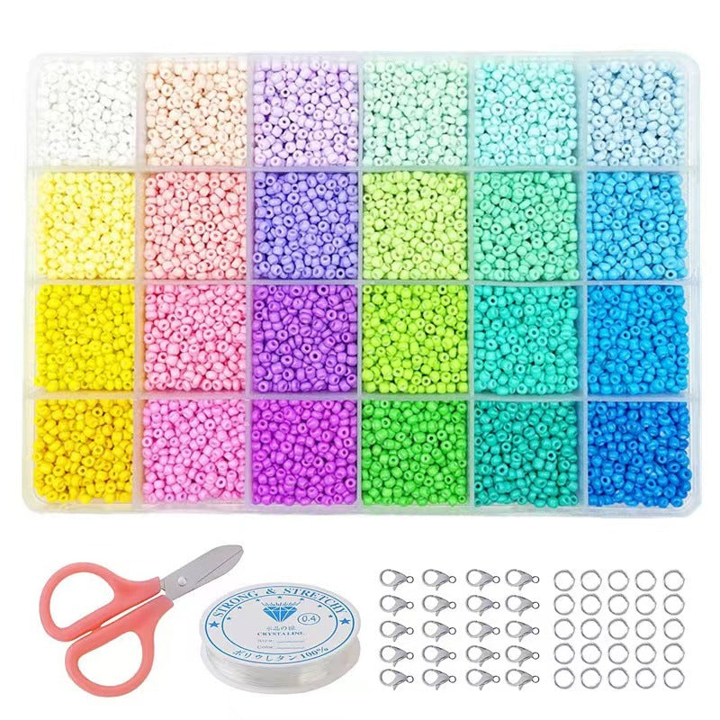 Wholesale DIY puzzle  Beaded 28 Boxed Set of Solid Color Paint Glass Beads DIY Bracelet Necklace Accessories Colorful Small Rice Beads