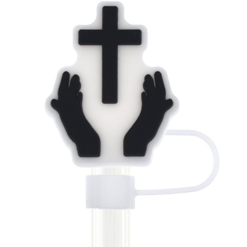 Wholesale Random 100pcs  Bible series water cup straw cap 10mm  cartoon Straw Cover