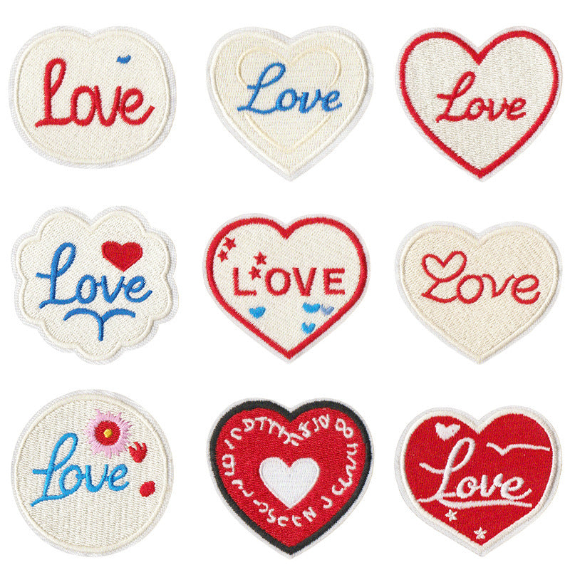 Wholesale Embroidered Heart Flower Patch Applique Set Of 9 For DIY Clothing Towel Craft Supply Fashion Accessory Gift