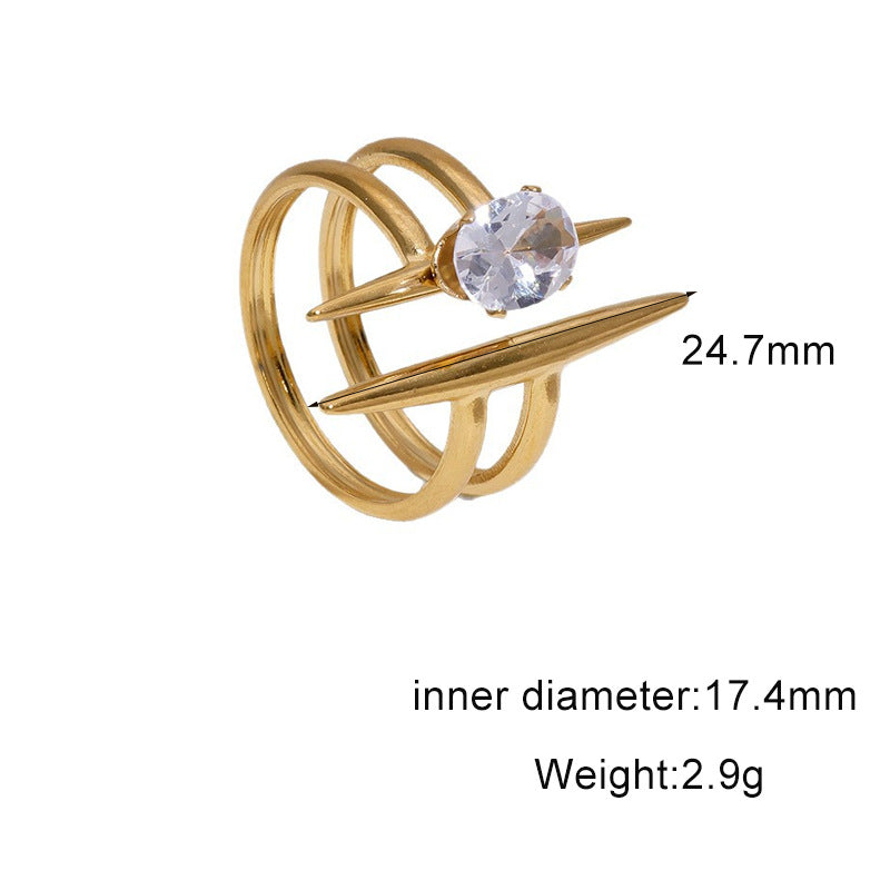 Wholesale Diamond-Set Titanium Steel Open Ring