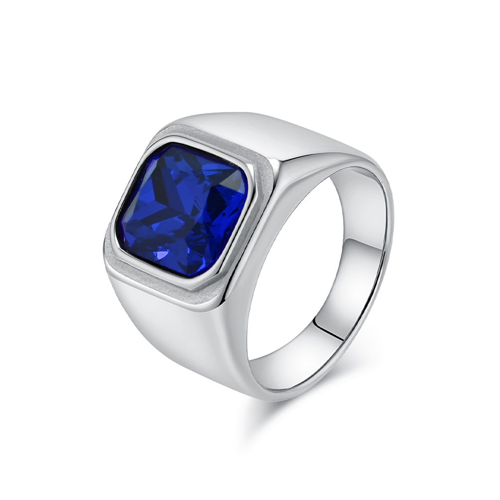 Wholesale 18K gold plated stainless steel ring with gemstone