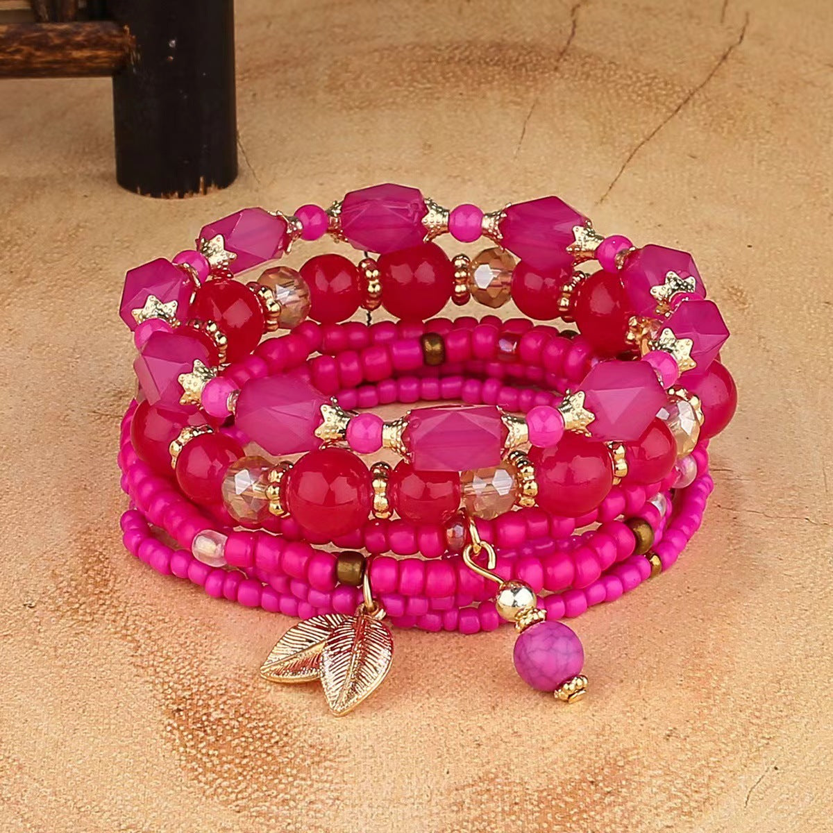 Wholesale Bohemian Crystal Fashion Elastic Multi-layer Beaded Bracelet
