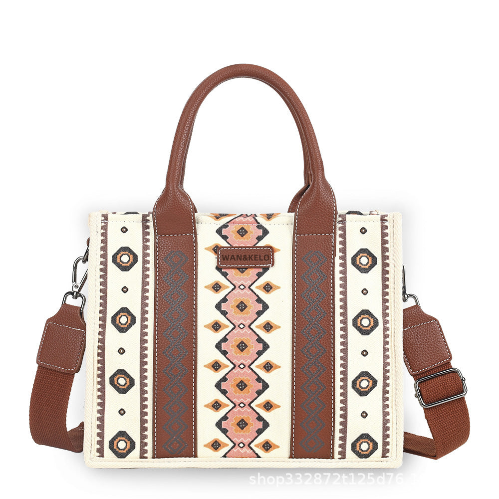 Wholesale Vintage Aztec Ethnic Style Tote Bag Bohemian Canvas Single Shoulder Diagonal Cross Bag