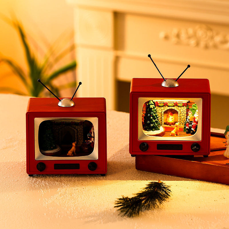 Wholesale Rotating Music Resin TV Desktop 19cm*13cm*18.5cm Decoration Christmas Gift Decoration