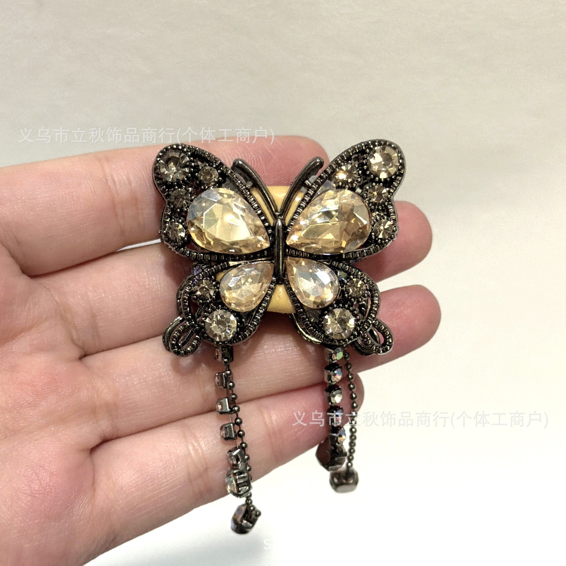 Wholesale 10pcs Soft ceramic three-dimensional butterfly crystal tassel beads