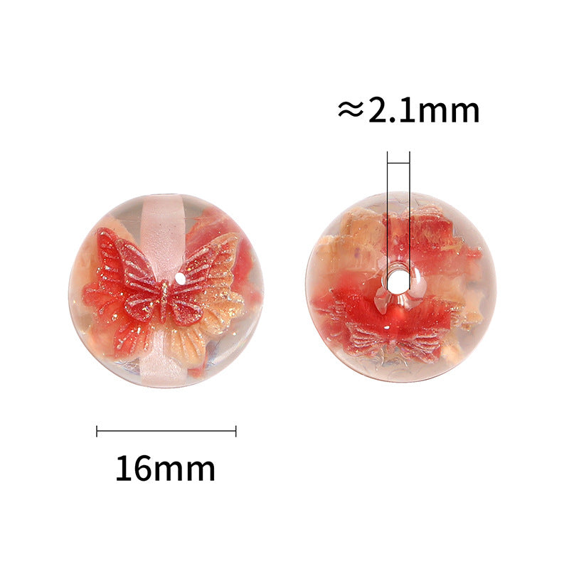 Wholesale 100pcs/pack Double-sided embedded fine glitter butterfly beads