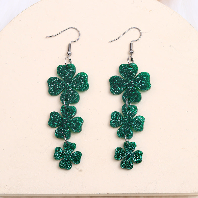 Wholesale St. Patrick's Day Beer Festival Acrylic Clover Earrings