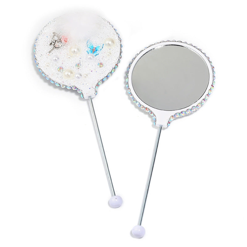 Wholesale Starry Sky Soft Sugar Beaded Handheld Makeup Mirror