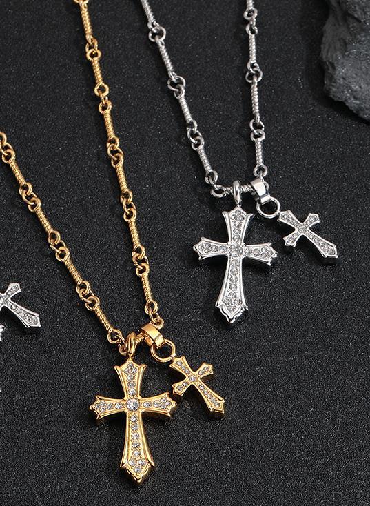 Wholesale Cross diamond titanium steel necklace