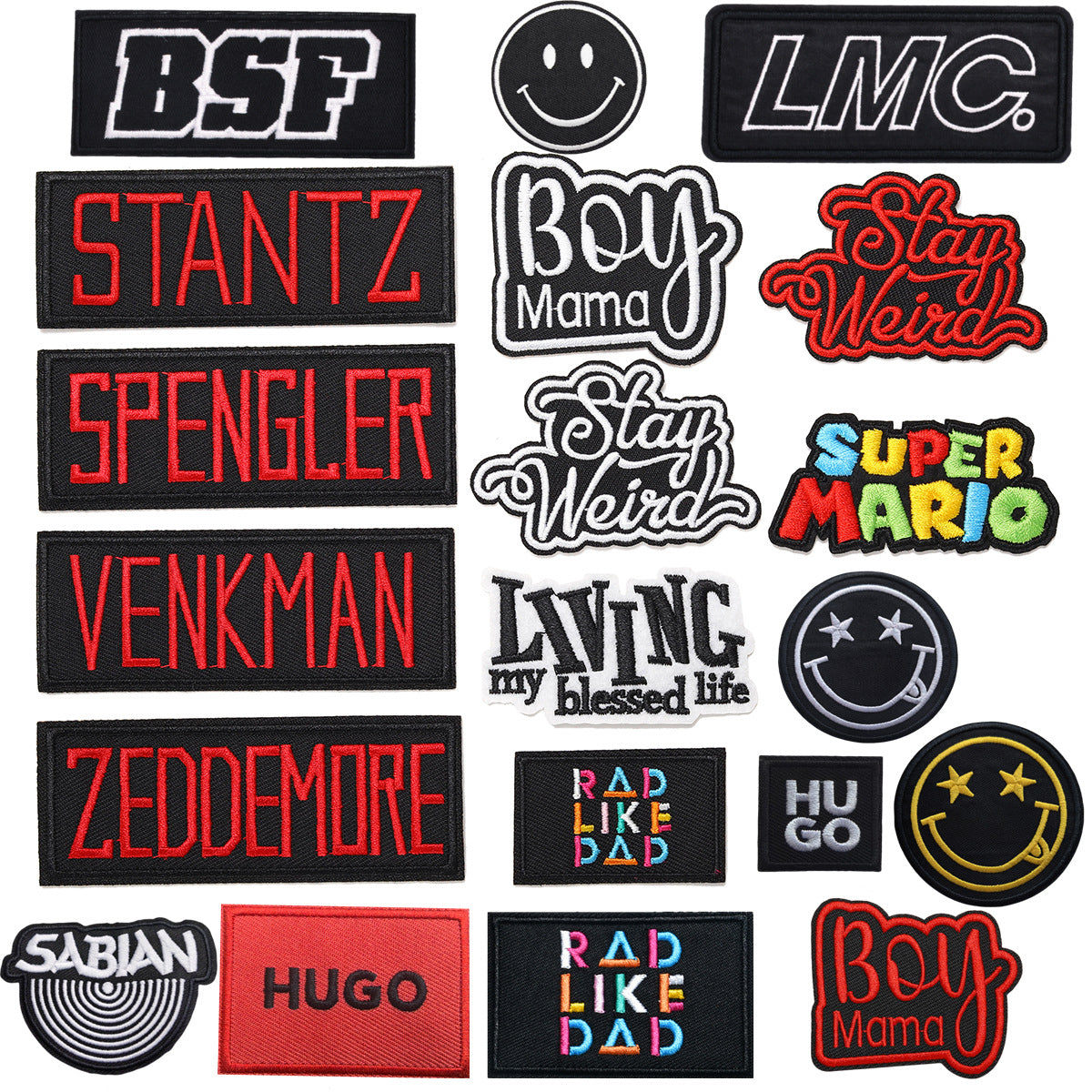 Wholesale Trendy Embroidered Letter Patches Set Of 4 Black Twill Badges For Clothing Decorative Resale Accessory