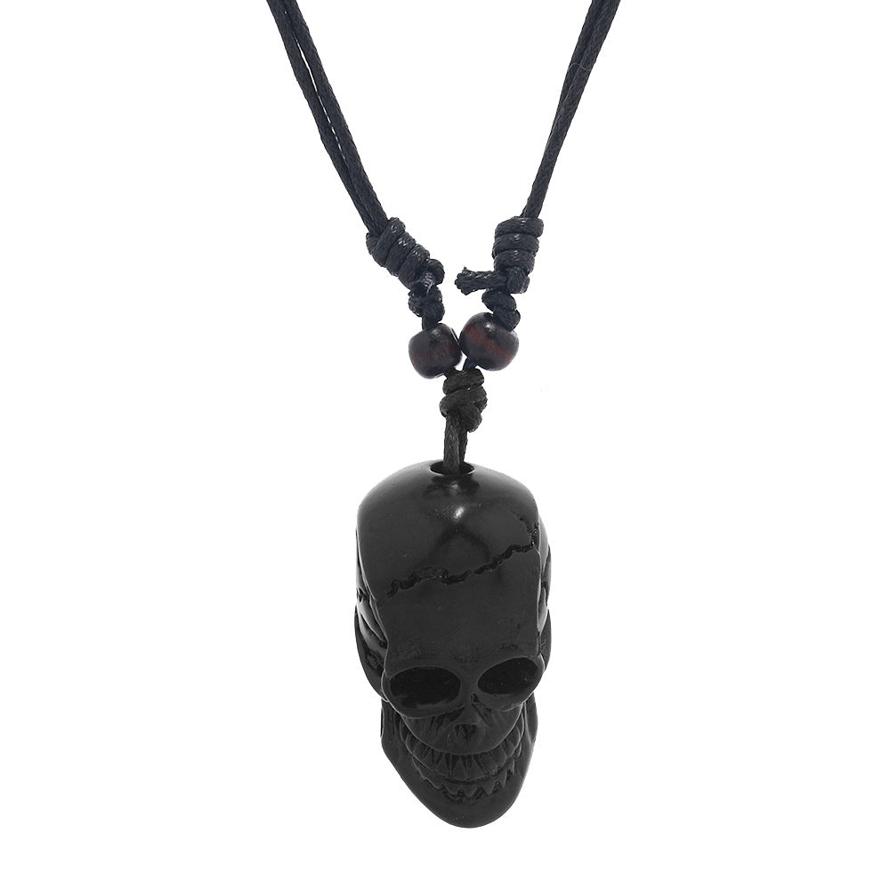Wholesale 3PCS Retractable Wax Wire Acrylic Creative Skull Men's Necklace