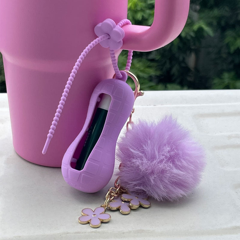 Wholesale Lipstick case silicone protective case bow lipstick bag keychain