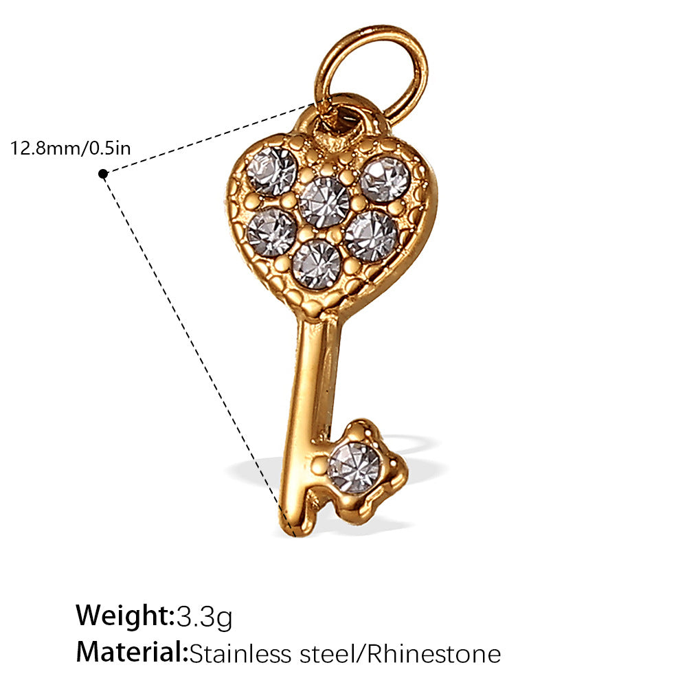 Wholesale Stainless steel 18K gold-plated small DIY key pendant