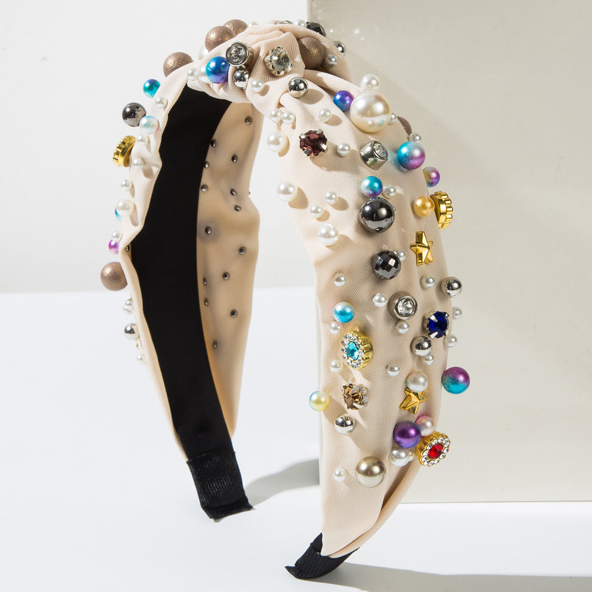 Wholesale  fabric knotted hairband heavy nail pearl color high-quality hairband all-match beautiful hair accessories