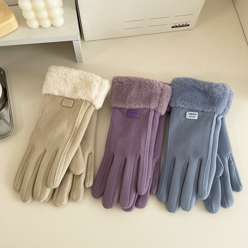 Wholesale Warm and Thickened Five Finger Touch Screen Polyester Gloves