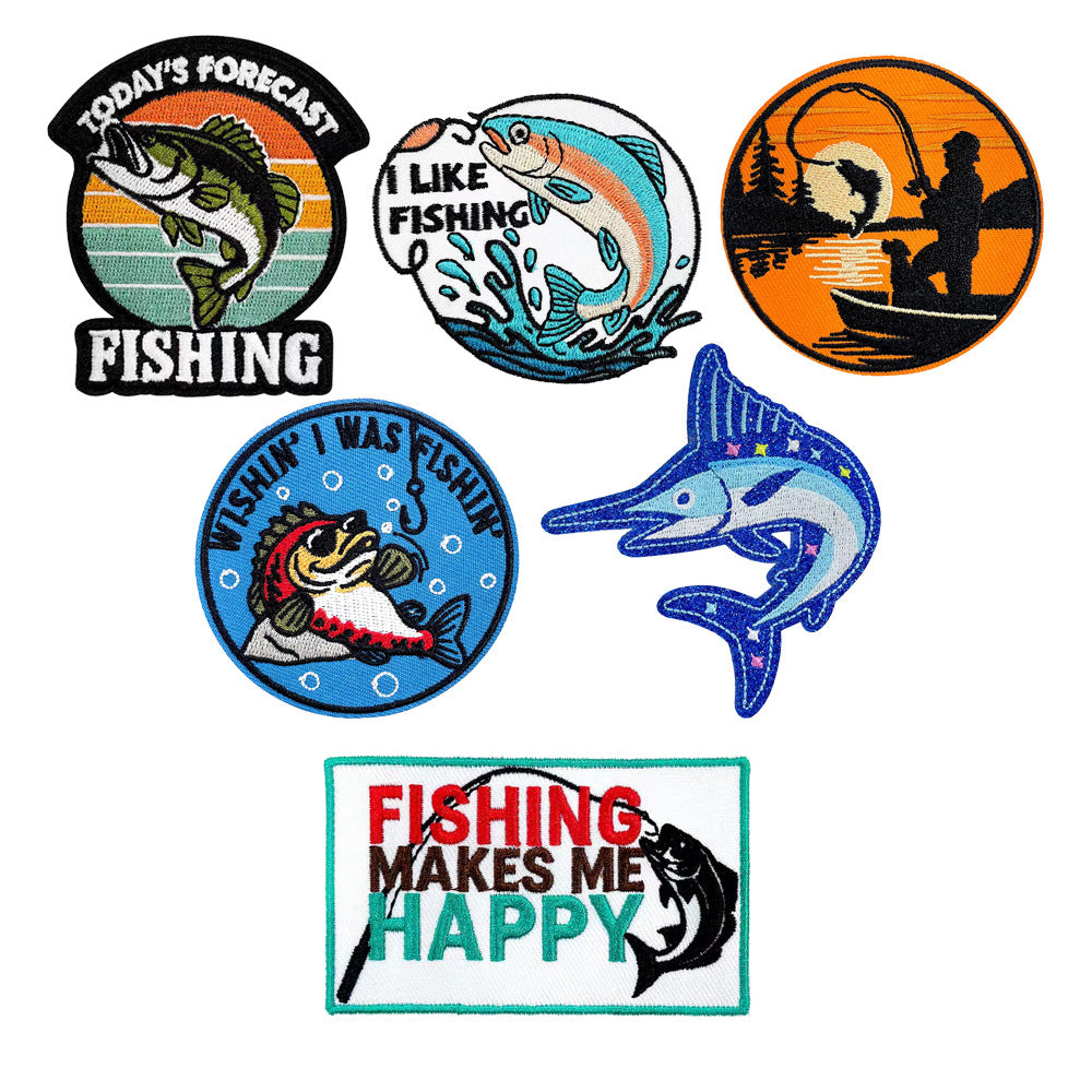 Wholesale Polyester Embroidered Fish Patch Iron On Angler Badge For Hats And Shoes Stylish DIY Accessory