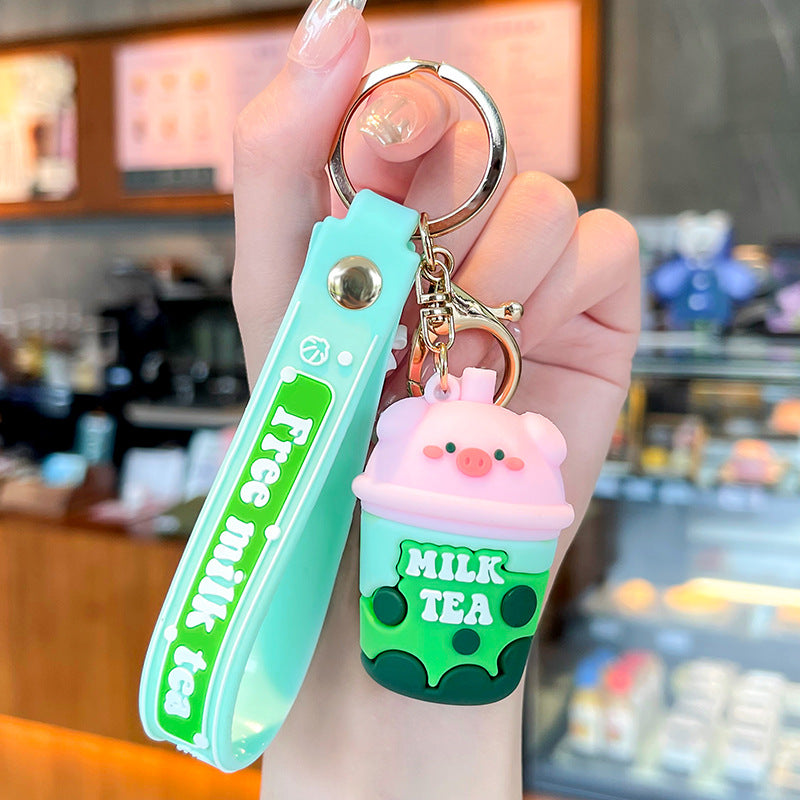 Wholesale Real Pig Milk Tea Cartoon Keychains