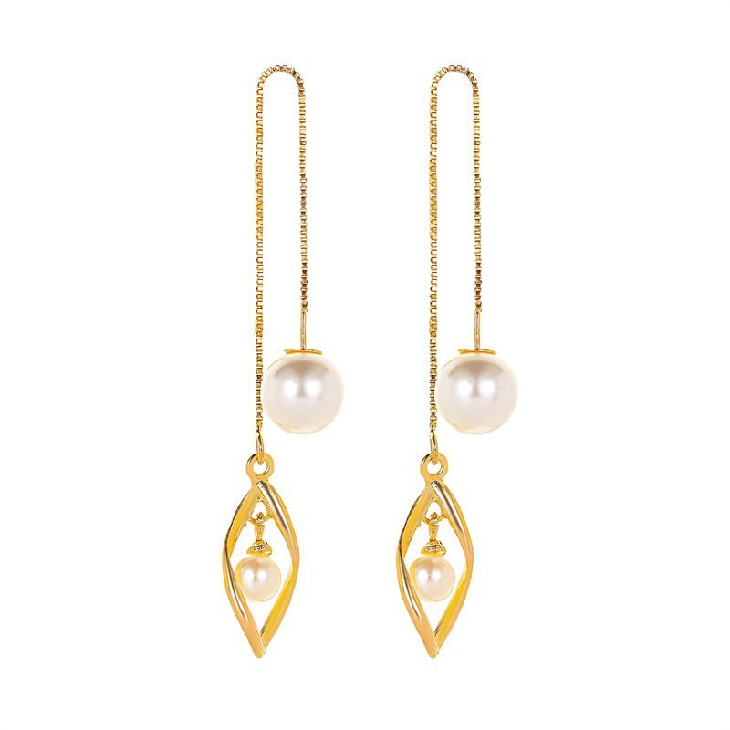 Wholesale  Long Tassel Pearl Earrings Love Earrings