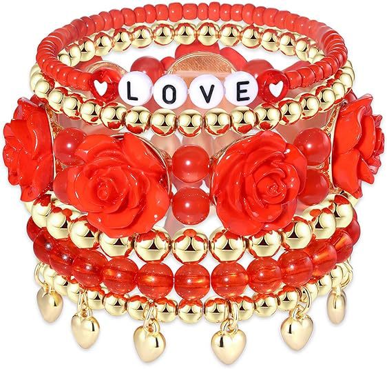Wholesale Valentine's Day Polymer Clay Love Pendant Resin Beaded Bracelet