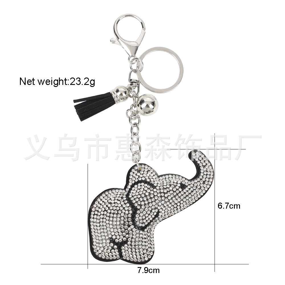 Wholesale 4pcs Nose Elephant Encrusted Key Chain Rhinestone Keychain