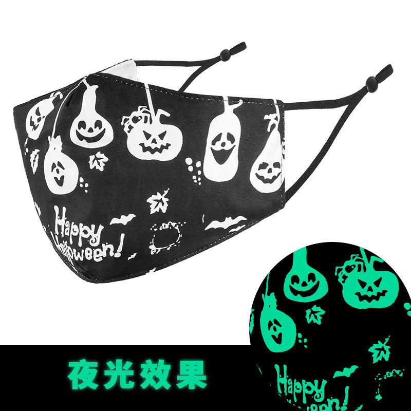 Wholesale Halloween Skull Head 3D Luminous Printed Dust Pure Cotton Mask