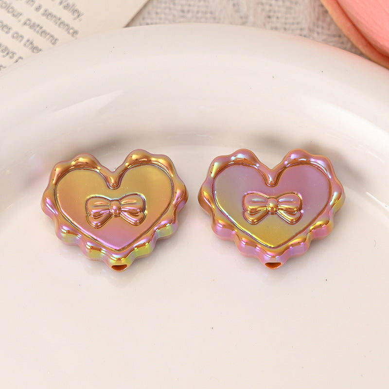 Wholesale  5pcs/pack  Heart-shaped beaded bow   Acrylic Beads