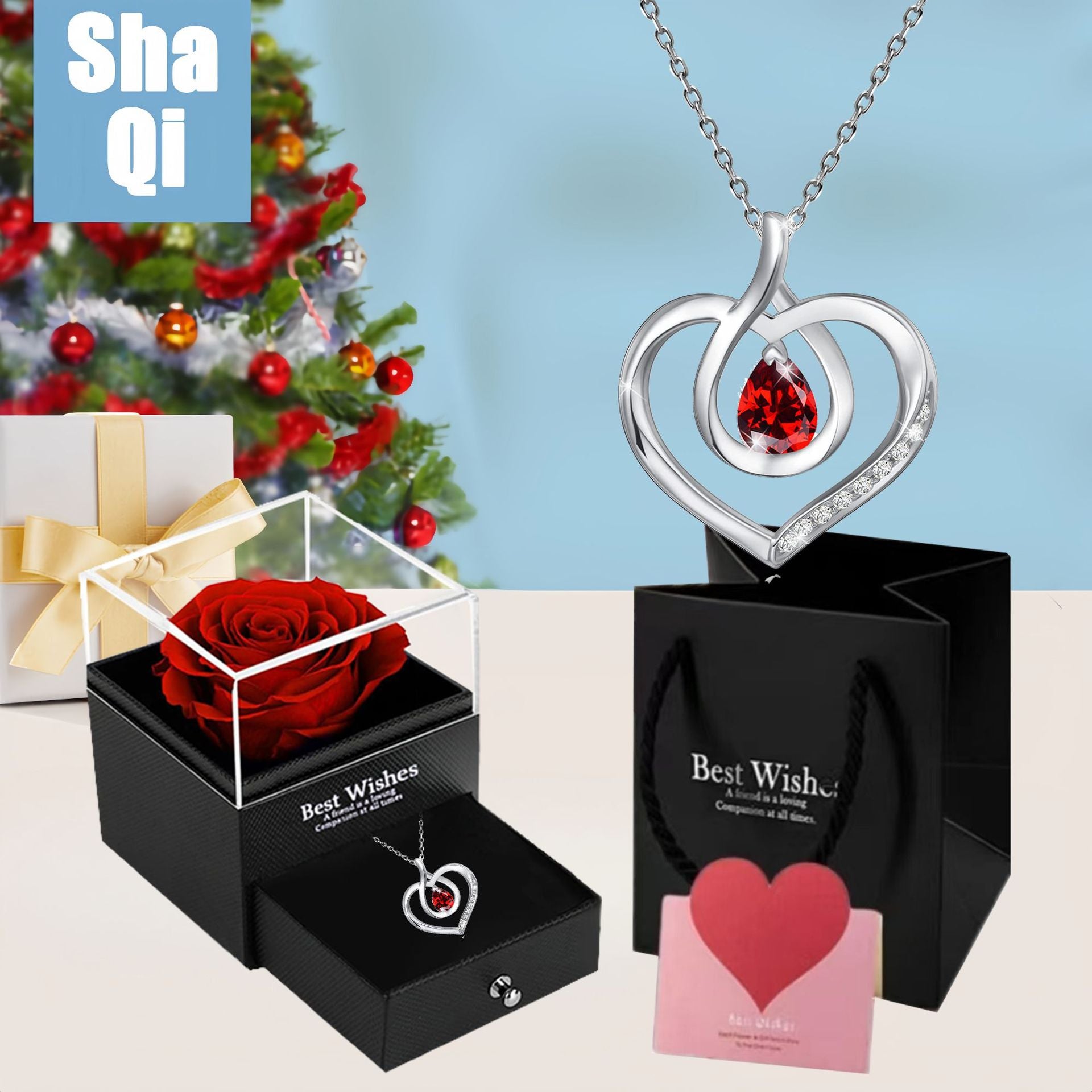 Wholesale Valentine' s Day zircon heart-shaped necklace