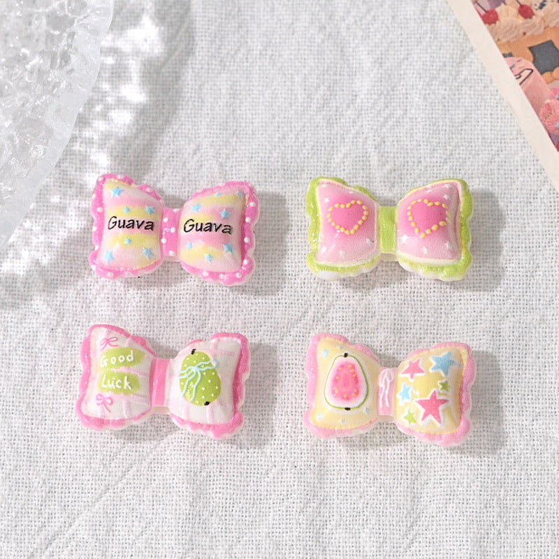 Wholesale 10pcs Sweet Bow Print Beads