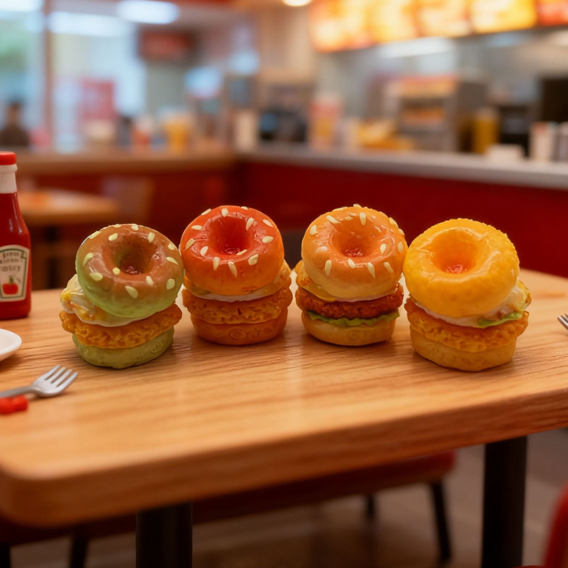 Wholesale 10pcs Donut Egg Burger Miniature Food Toy Mini Burger  Doll Accessories