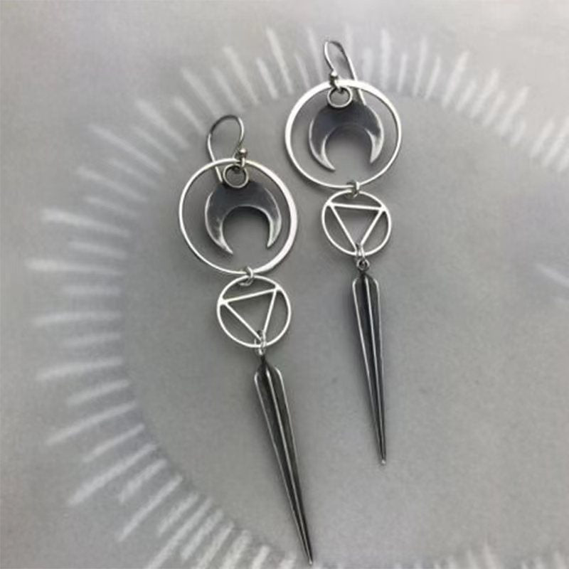 Wholesale Devil's Eye Moon Metal Long Earrings