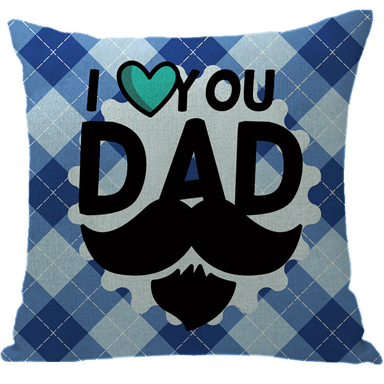 Batch Father's Day Pillow Blue Plaid Letter Sofa Bedside Linen Pillow Case