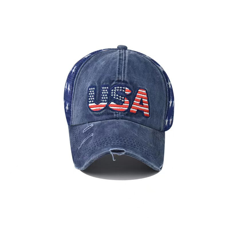 Wholesale Embroidered Worn-out Hole Washed Cotton Baseball Caps