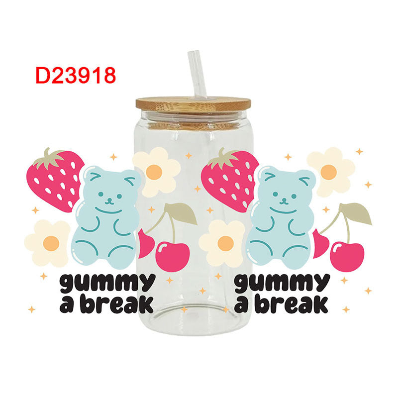 Wholesale Strawberry Cherry Fruit Series 16oz Cup UV DTF Wraps