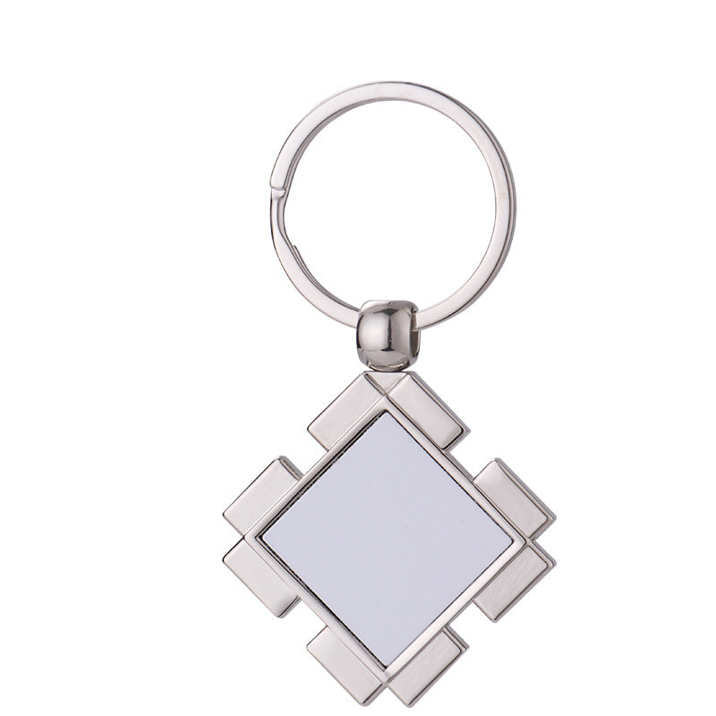 Wholesale 2023 Heat Transfer Double Sided Turn Blank Round Corner Square Single Plate Metal Keychain