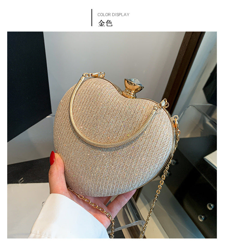 Wholesale PU Peach Heart Chain Handheld Single Shoulder Crossbody Bag