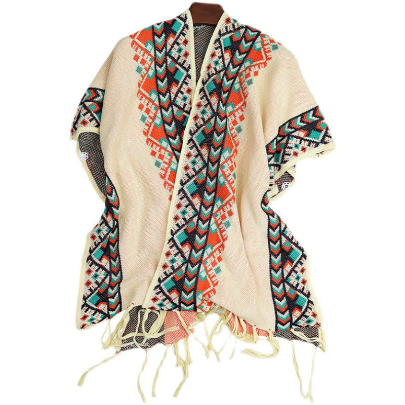 Wholesale Ethnic Style Knitted Cardigan Autumn and Winter Polyester Scarf