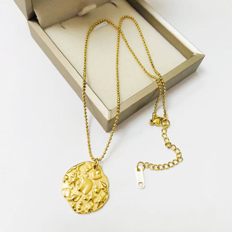 Wholesale underwater world pendant 18K gold stainless steel necklace