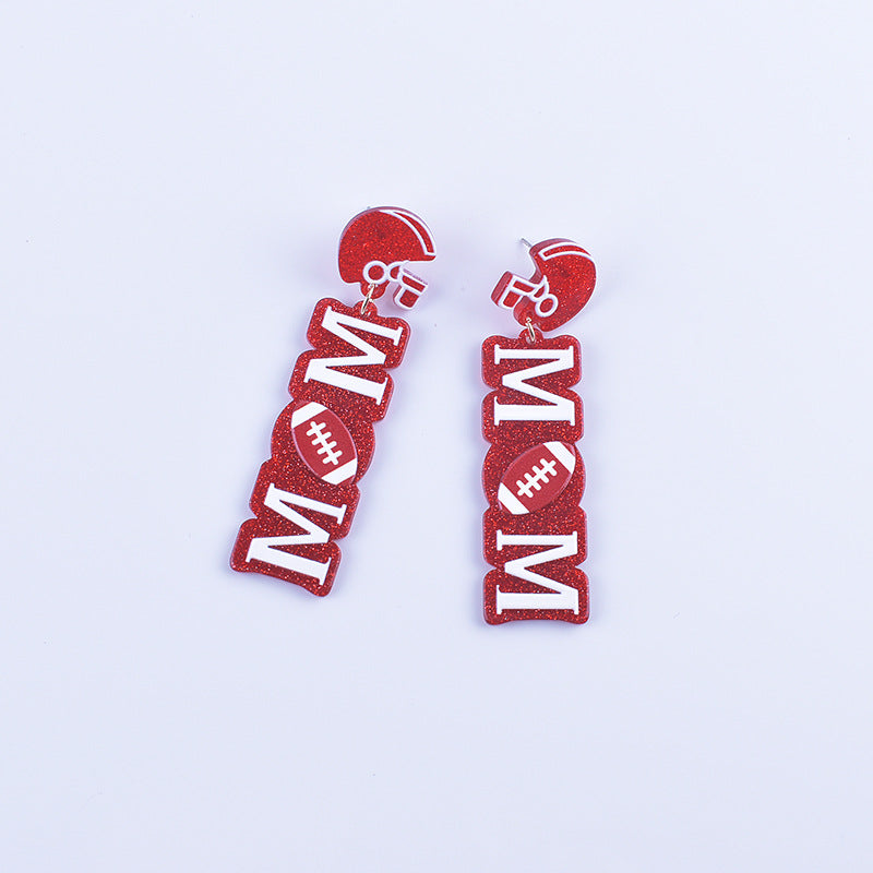 Wholesale Sports accessories baseball football rugby heart acrylic earrings