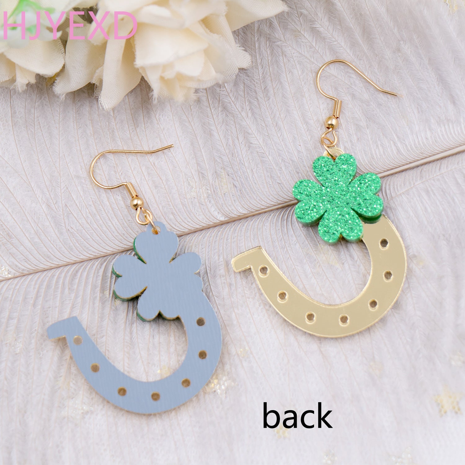 Wholesale Patrick's Day Clover Saddle Acrylic Lucky Acrylic Earrings