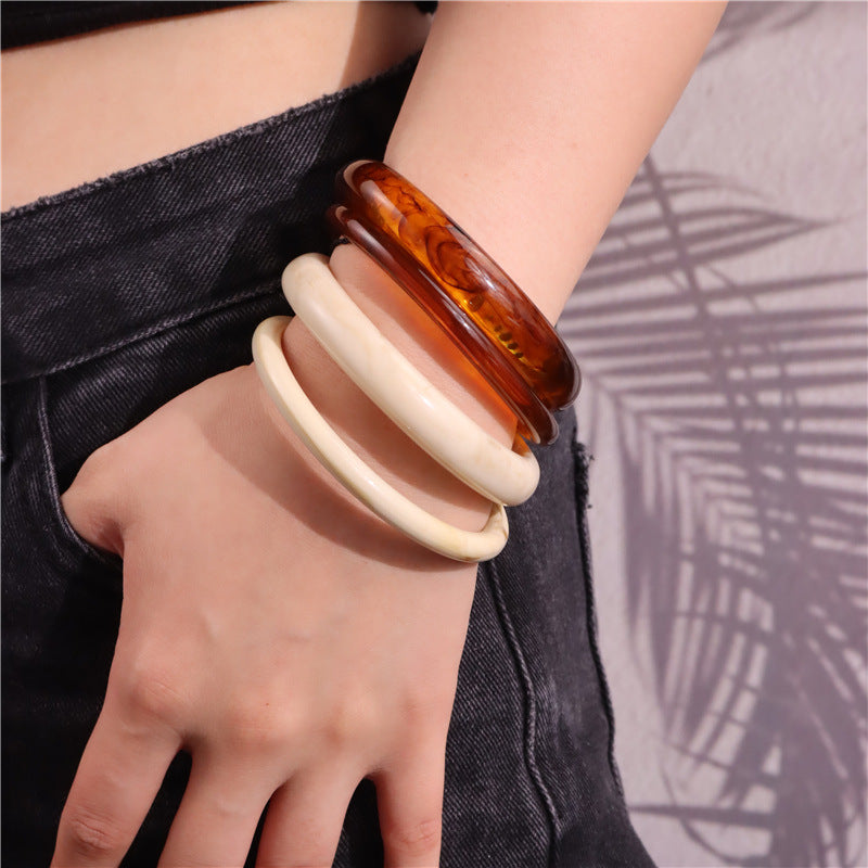 Wholesale Retro cold style acetate amber pattern acrylic bracelet
