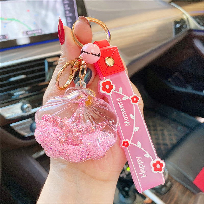 Wholesale Starfish Floating Bottle Acrylic Liquid Keychain
