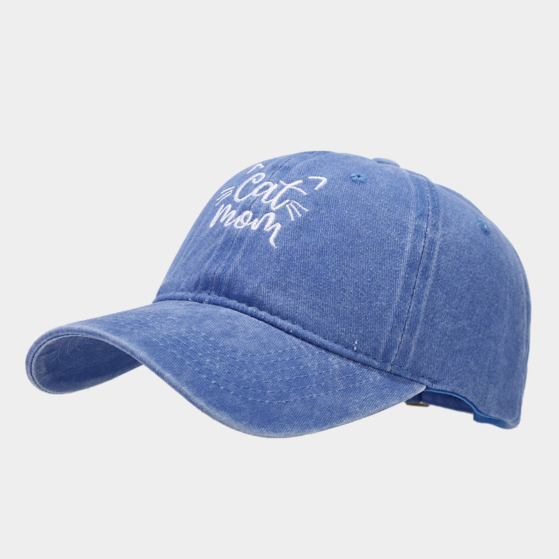Wholesale Letters CAT MOM Embroidered Washed Baseball Cap