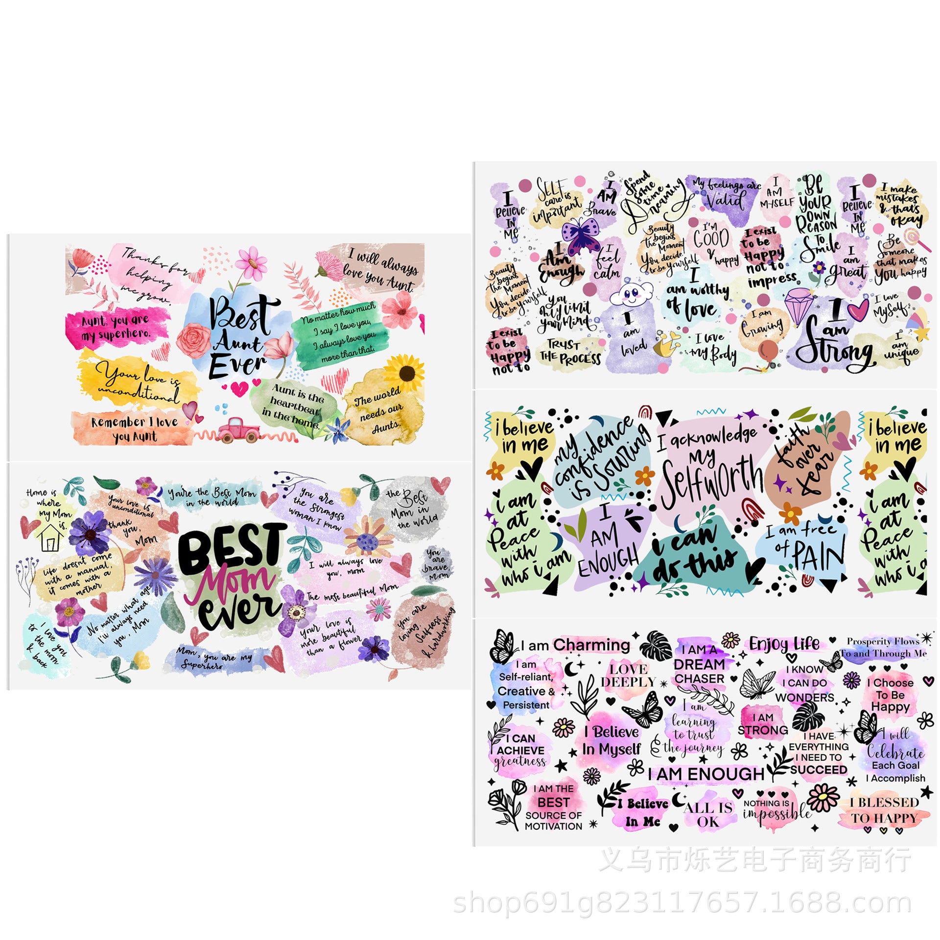 Wholesale Bow Text Love 16oz Cup UV DTF Wraps