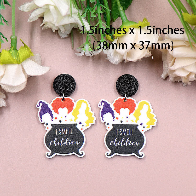 Wholesale New Halloween Witch Magic Pot Earrings Acrylic Jewelry