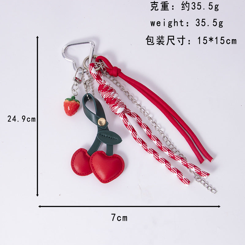 Wholesale  cherry bag pendant resin fruit keychain