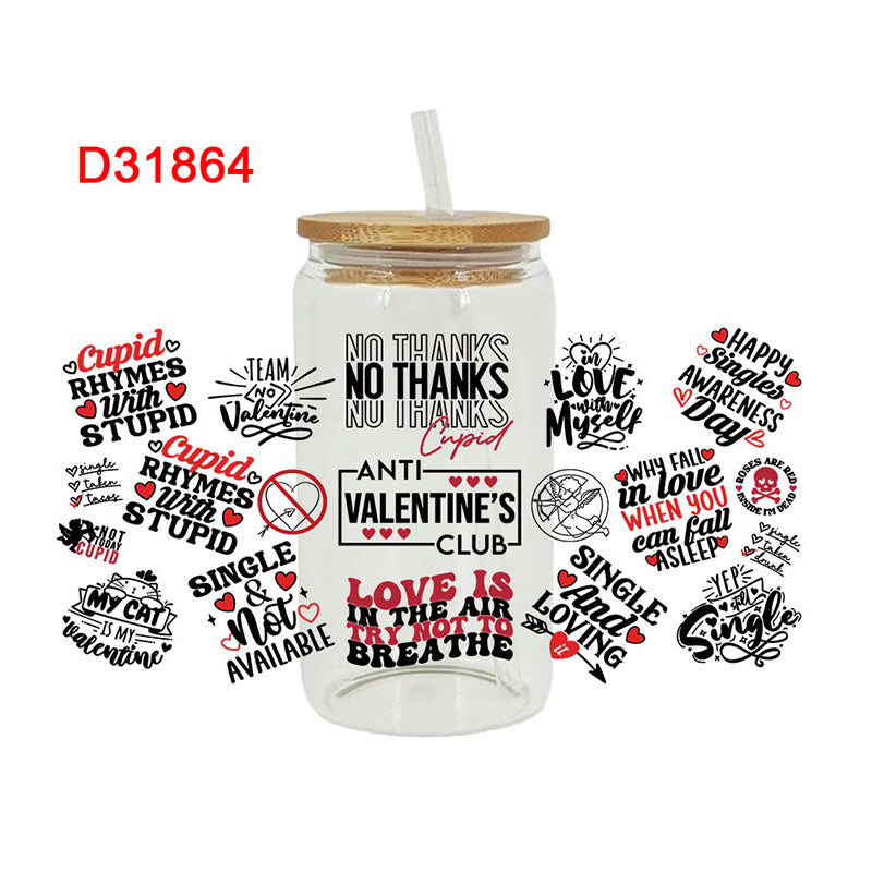 Wholesale Colorful Hearts  16oz Cup UV DTF Wraps