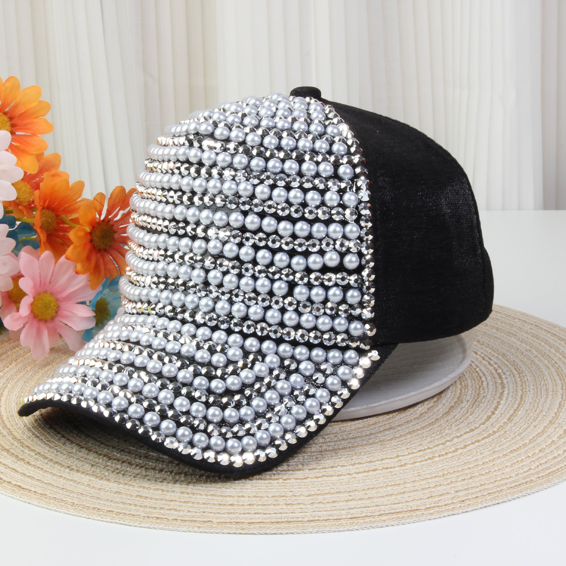 Wholesale Beaded Diamond Hollow Baseball Cap