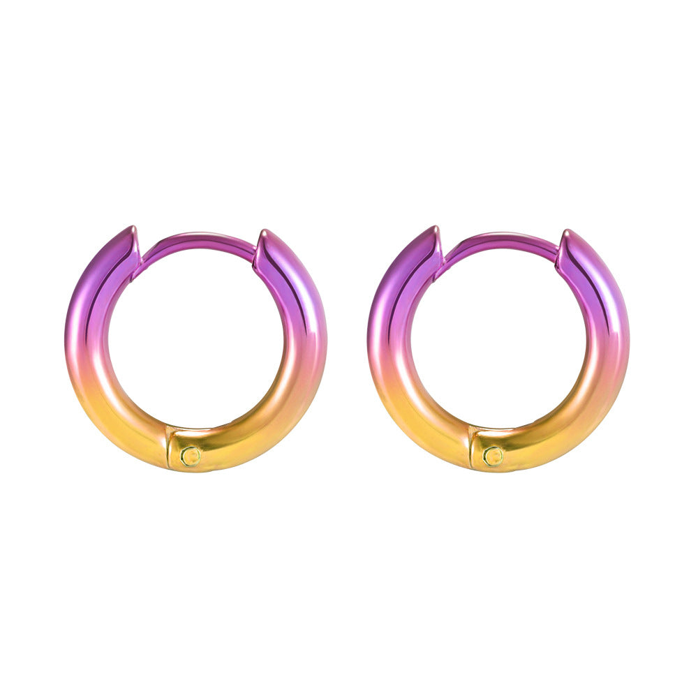 Wholesale Colorful Titanium Steel Geometric Shape Punk Earrings