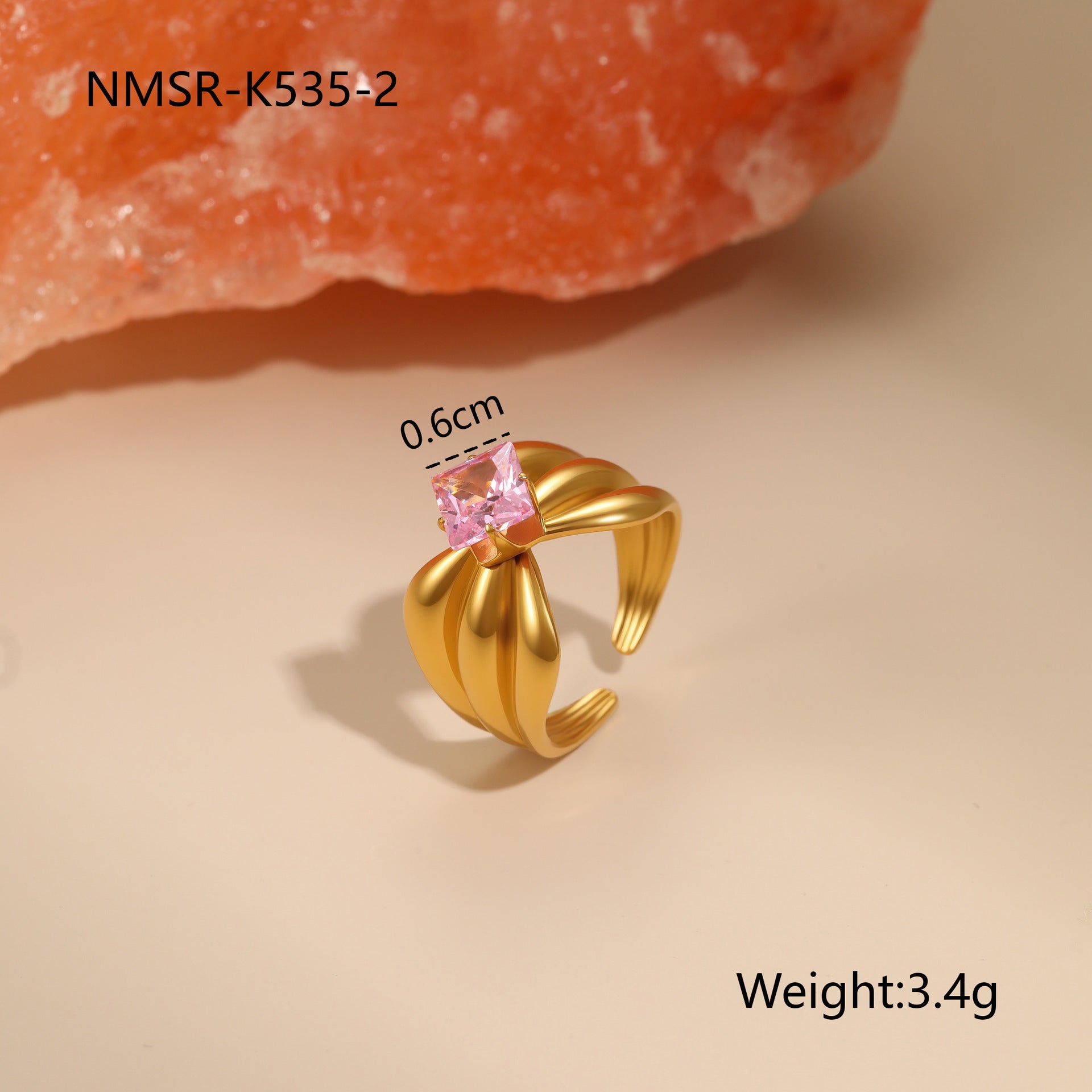 Wholesale Pink zircon Stainless Steel Rings