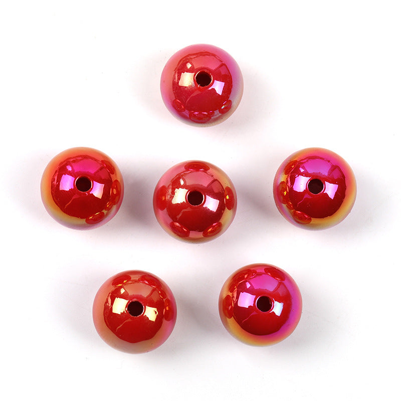Wholesale 100pcs UV color plated solid color round beads 16mm acrylic beads